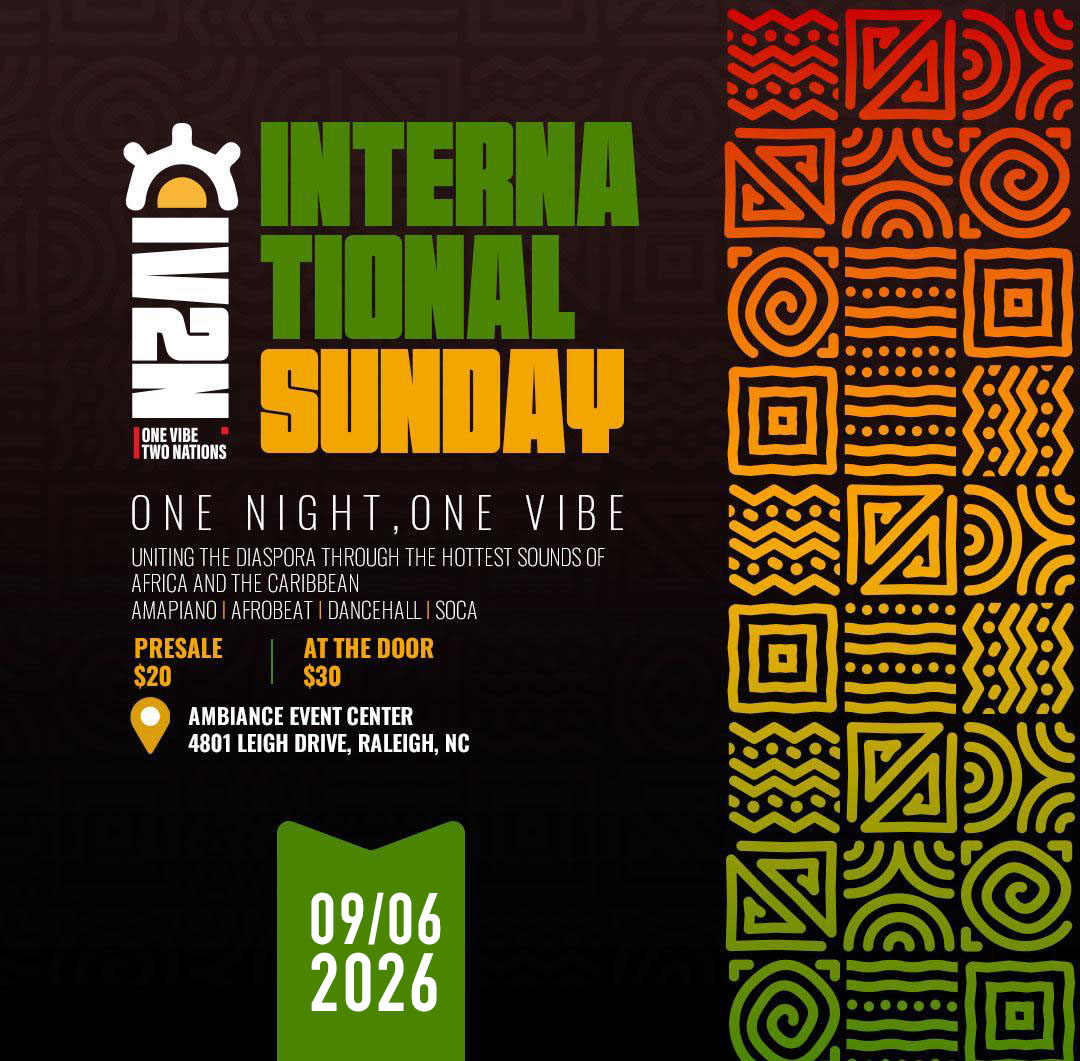 International Sunday — 1V2N event poster, September 6 2026, Raleigh NC